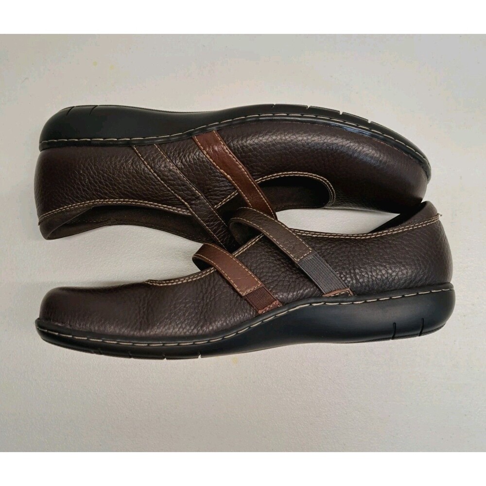Clarks Bendables Two Strap Mary Jane Brown Leather Shoes 80623 Women's 10W - Picture 3 of 6